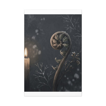 Candlelight Fern Unfurling Canvas Art - Japandi Ma