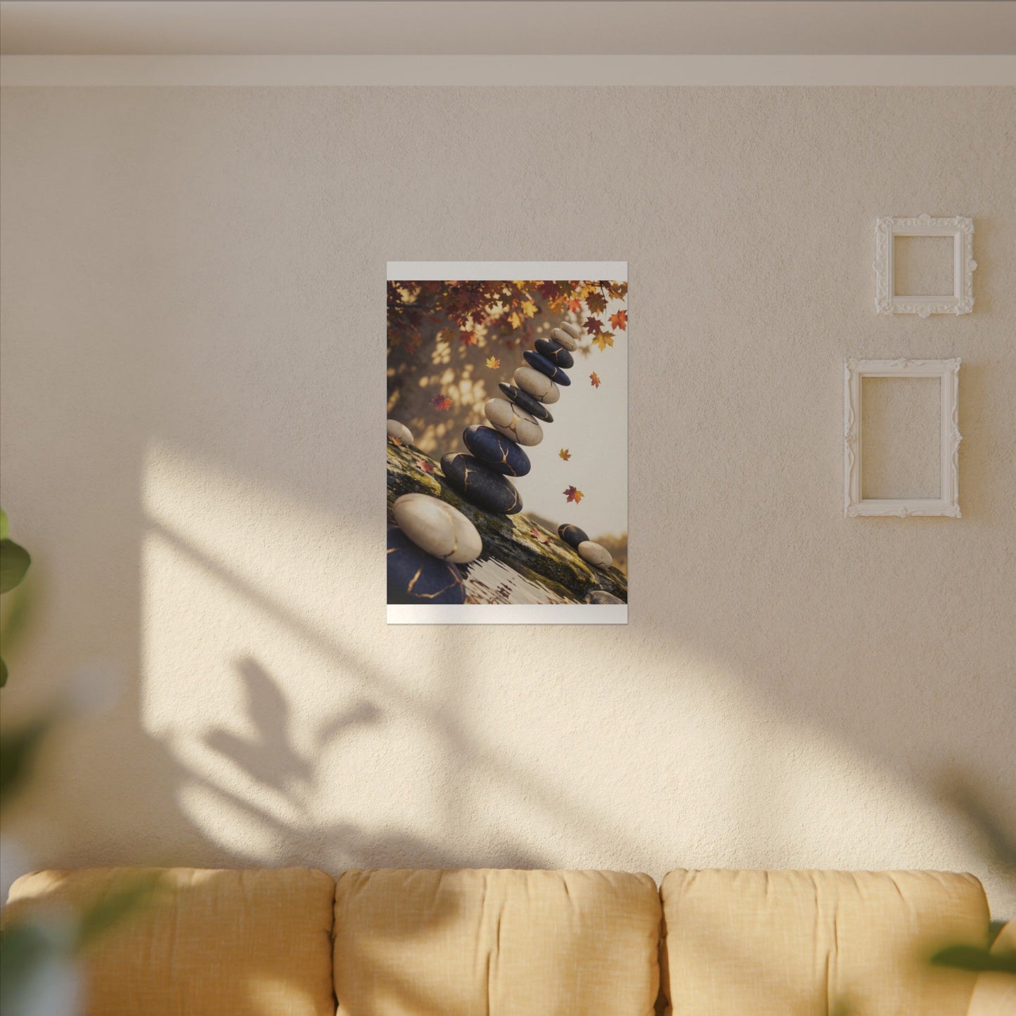 Ma River Stones Canvas Art - Kintsugi Gold Vein