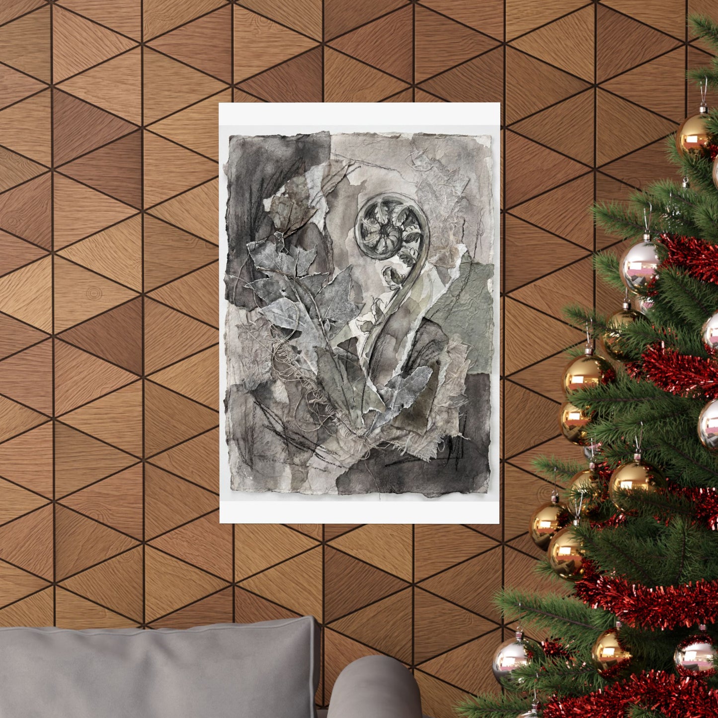 Mono No Aware Fern Unfurling Wall Art Print - Japandi Texture
