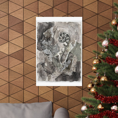 Mono No Aware Fern Unfurling Wall Art Print - Japandi Texture