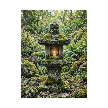 Stone Lantern Wall Art Print | Spring Japandi Japanese Pattern Art