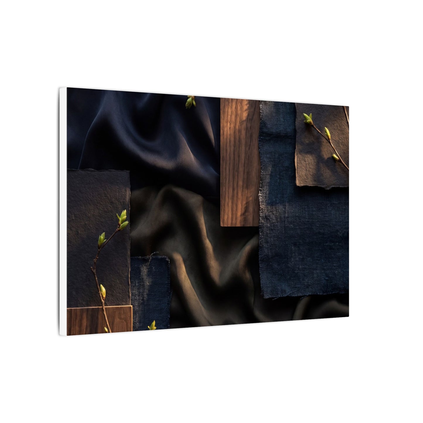 Silk Drape Spring Canvas Art | Dark Japandi Moody Design