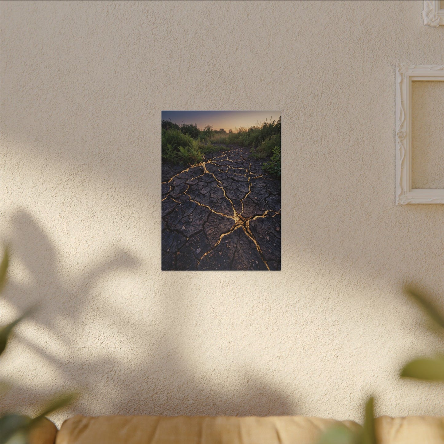 Cracked Earth Canvas Art | Summer Kintsugi Crackle Gold Art