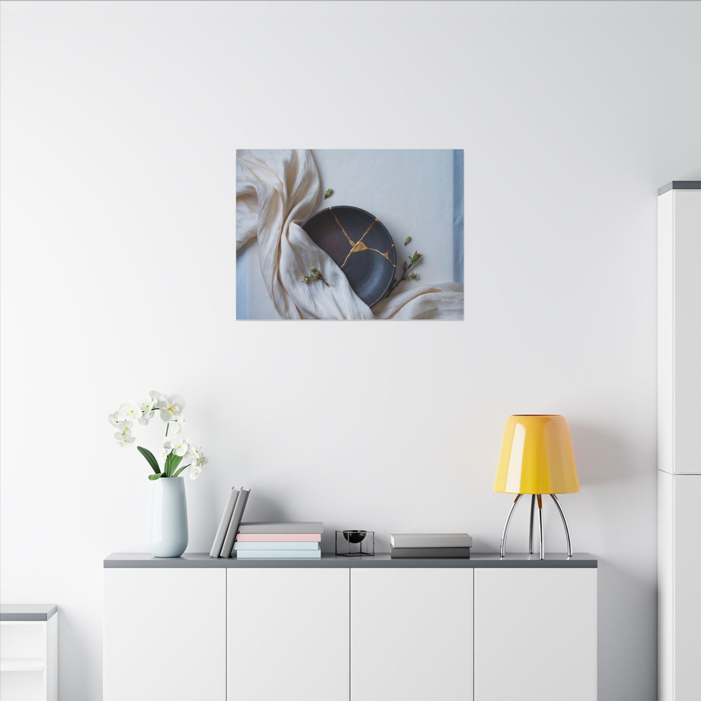 Ma Silk Drape Canvas Art - Kintsugi Gold Repair