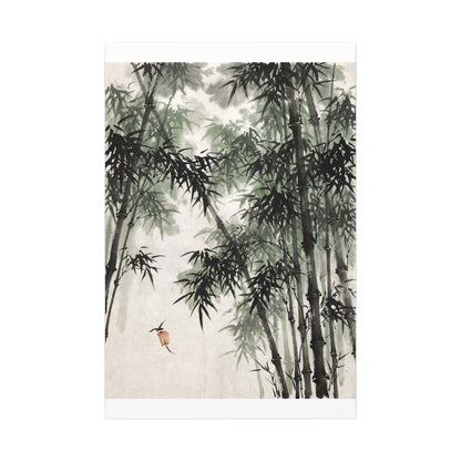 Zen Bamboo Grove in Overcast | Sumi E Canvas Art