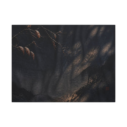 Atmospheric Silk Drape Canvas Art - Charcoal Ink Dark Japandi