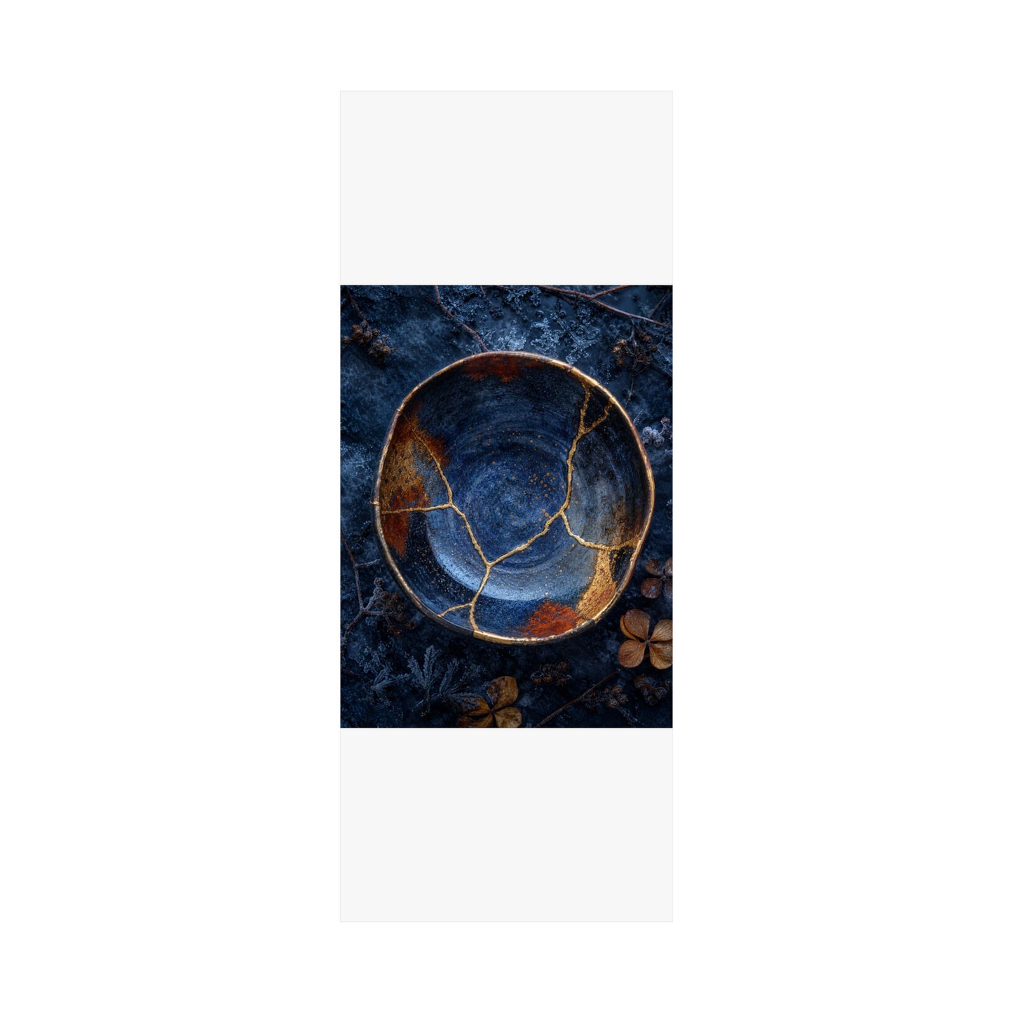 Fukinsei Ceramic Bowl Wall Art Print - Kintsugi Crackle Gold