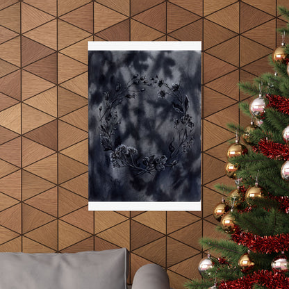 Dried Flowers Shadow Zen Wall Art Print | Bold Dark Japandi Art
