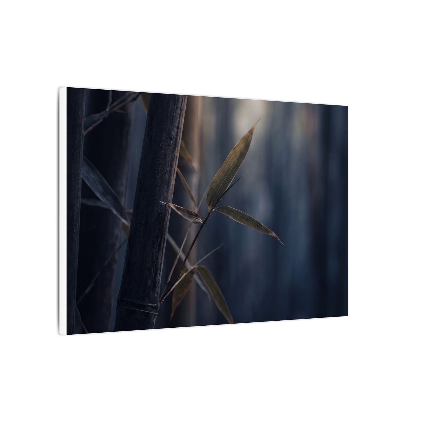 Dark Japandi Bamboo Grove in Dawn | Moody Minimal Canvas Art