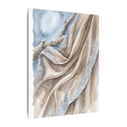 Silk Drape Winter Canvas Art | Japandi Cozy Design