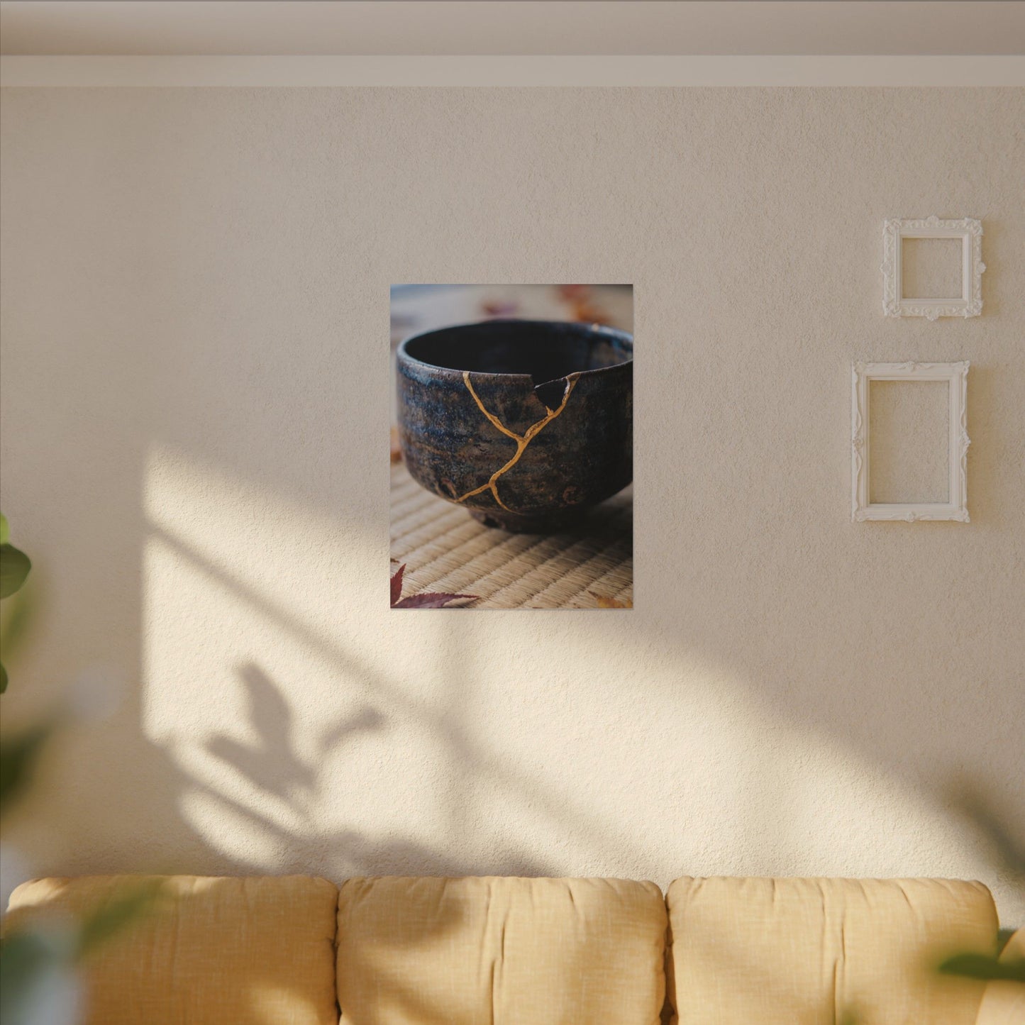 Tea Ceremony Autumn Canvas Art | Kintsugi Healing Design