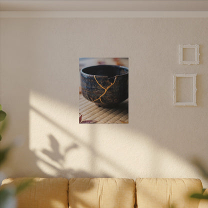 Tea Ceremony Autumn Canvas Art | Kintsugi Healing Design