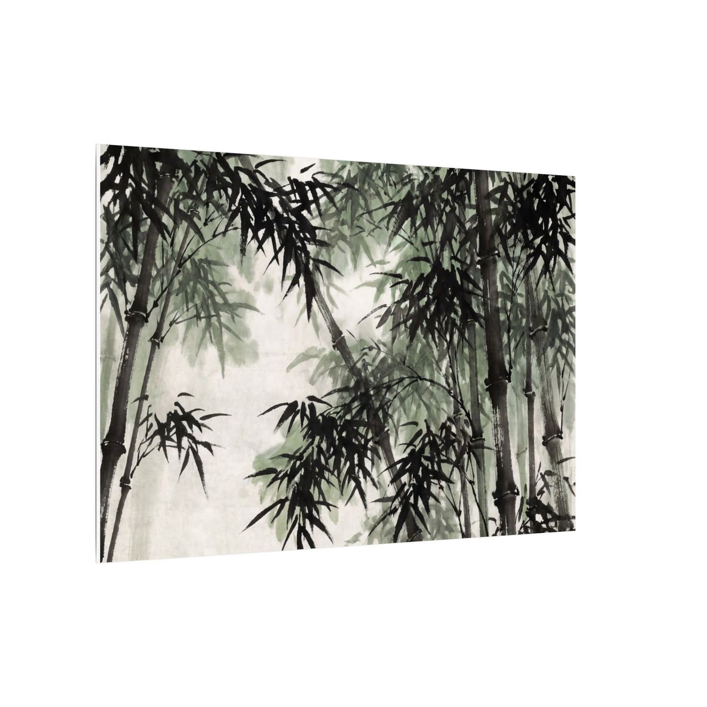 Zen Bamboo Grove in Overcast | Sumi E Canvas Art