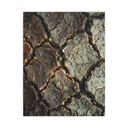 Earthy Cracked Earth Canvas Art - Japanese Pattern Japandi