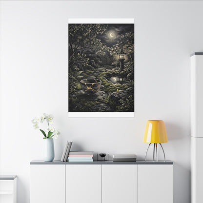 Kintsugi Moonlit Garden in Dappled | Gold Repair Canvas Art