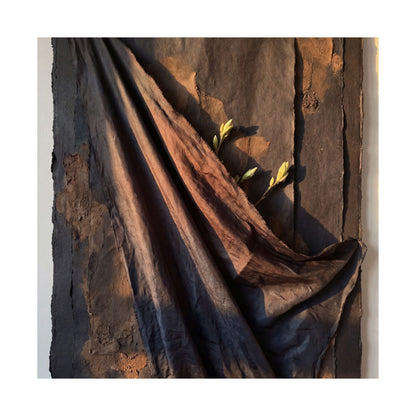 Dark Japandi Silk Drape in Golden Hour | Dark Texture Wall Art Print