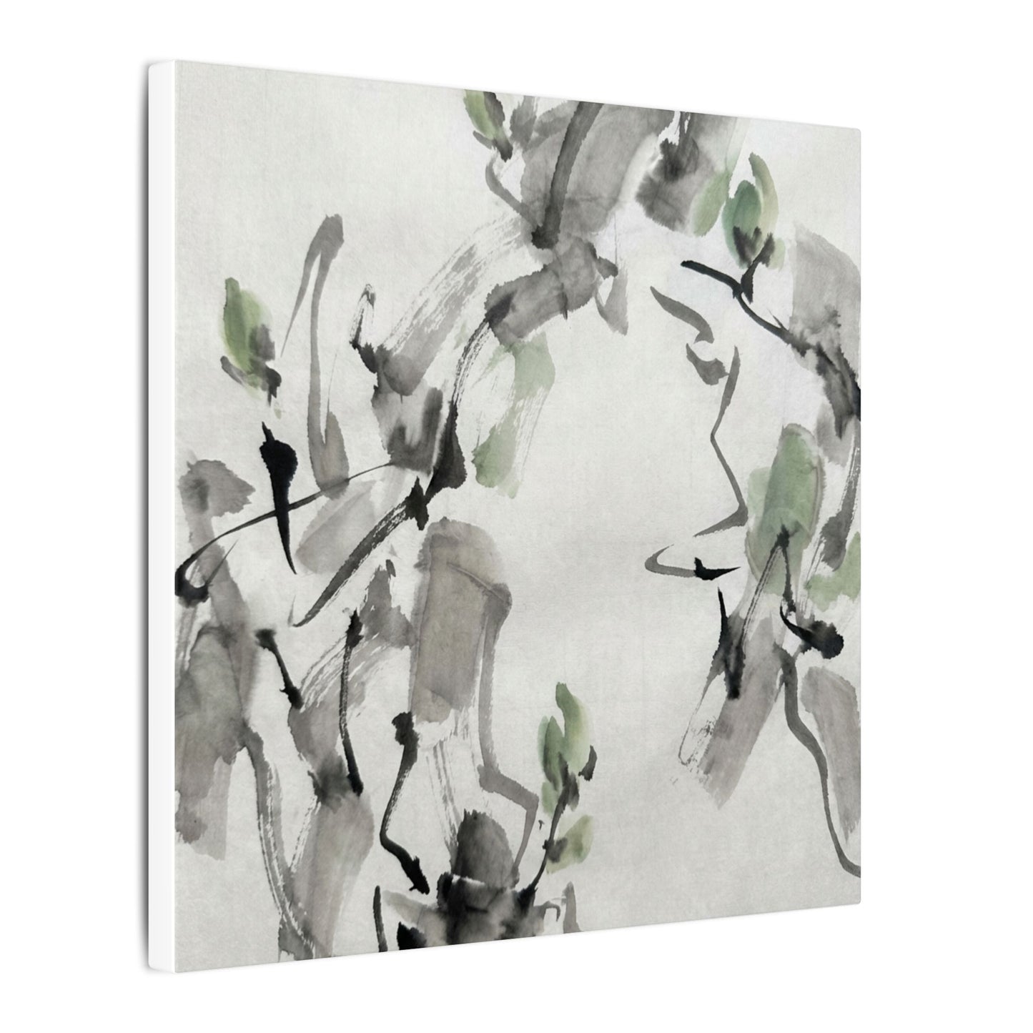 Zen Ink Brushstroke in Overcast | Sumi E Canvas Art