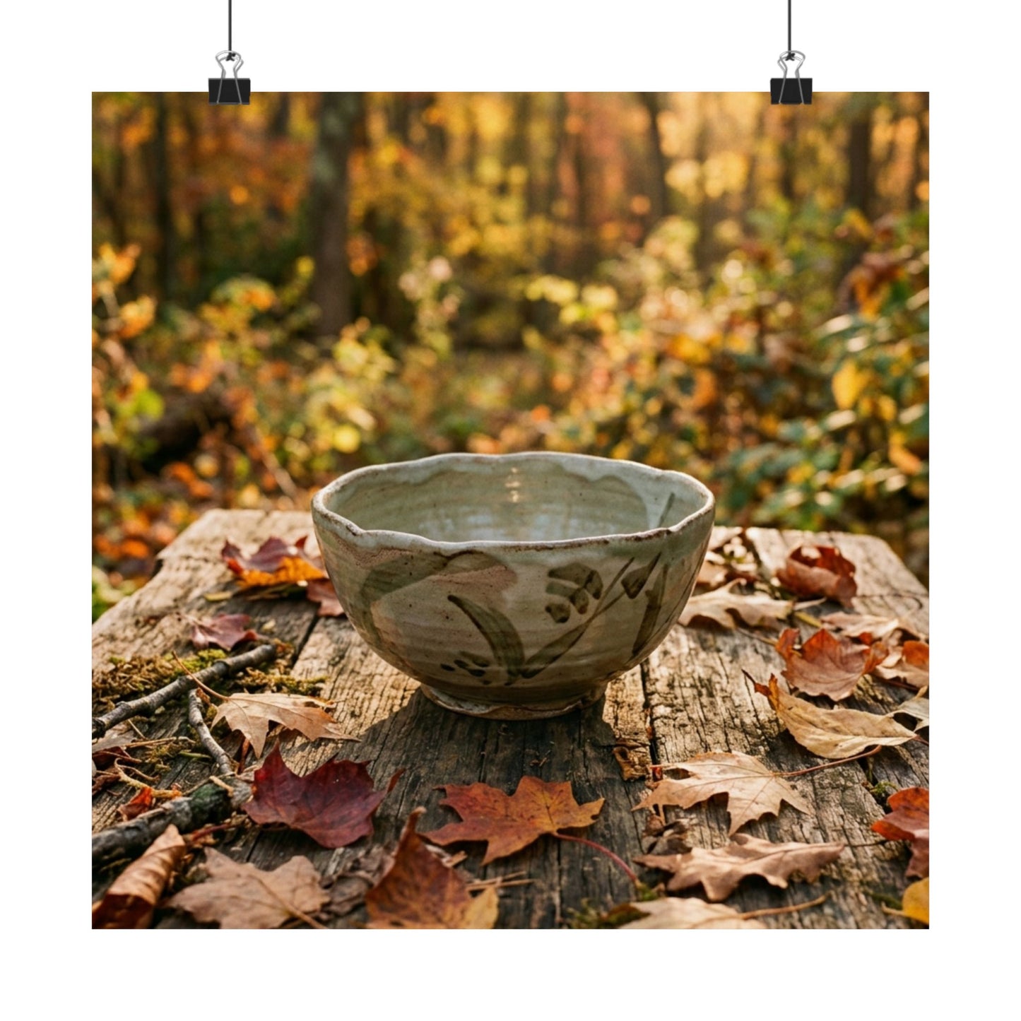 Golden Hour Ceramic Bowl Wall Art Print - Japandi Fukinsei