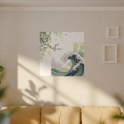 Spring Ocean Wave Ukiyo E Inspired Canvas Art | Serene Decor