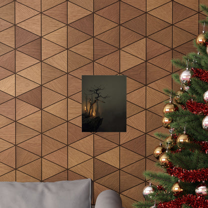 Pine Tree Shadow Zen Wall Art Print | Moody Dark Japandi Art