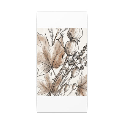 Neutral Dried Flowers Canvas Art - Minimal Line Japandi
