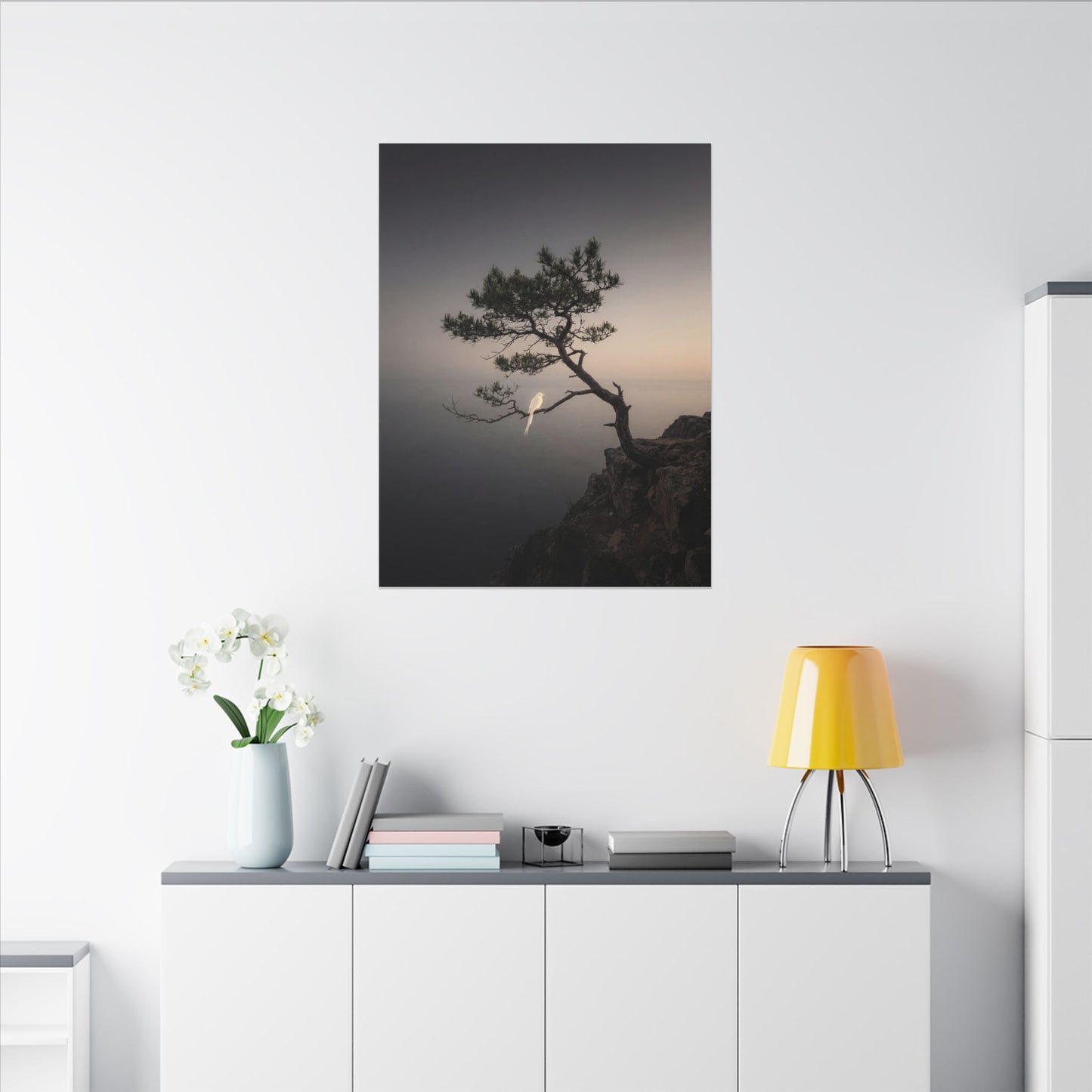 Dawn Pine Tree Canvas Art - Dark Japandi Datsuzoku