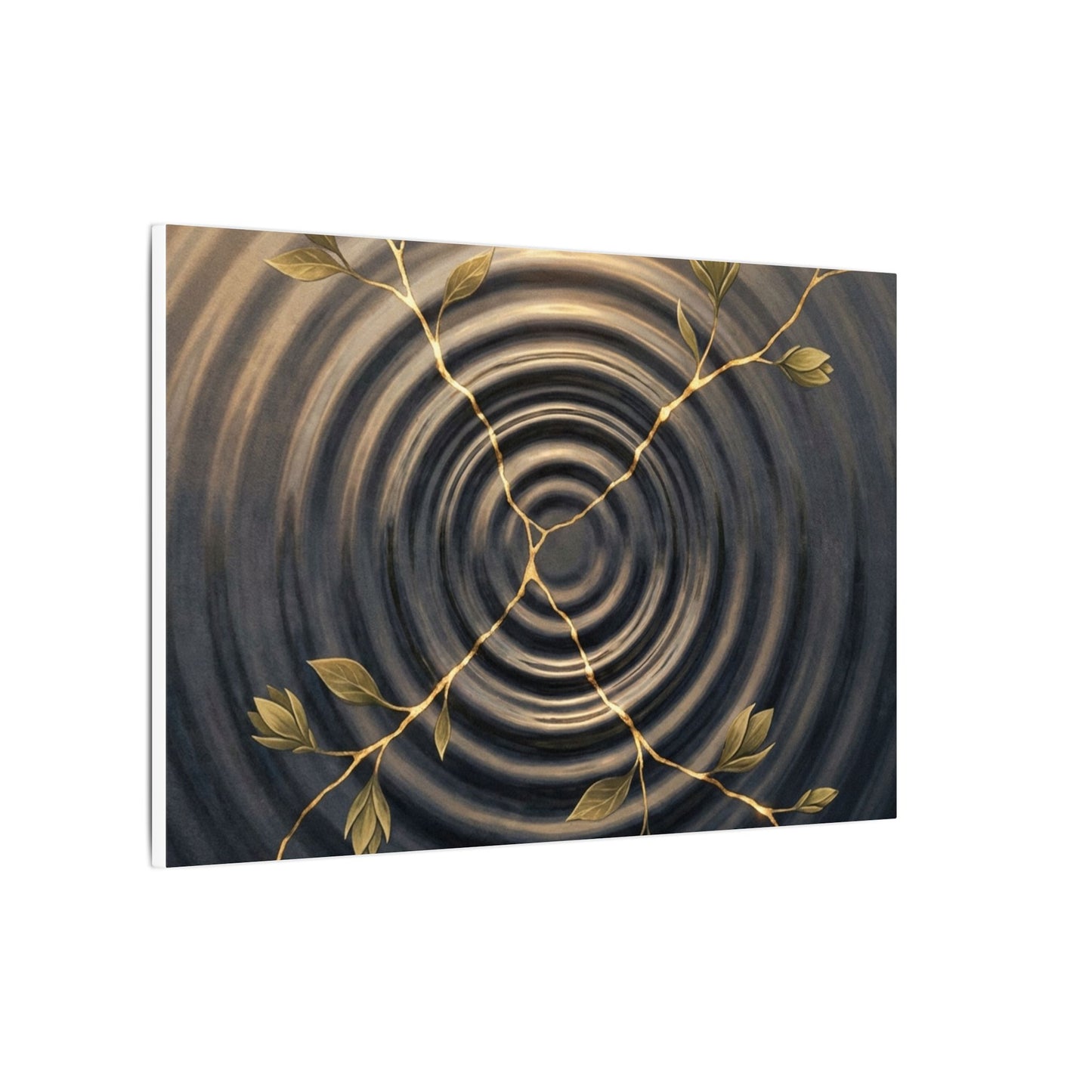 Kanso Water Ripple Canvas Art - Kintsugi Gold Vein