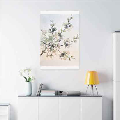 Cherry Blossom Watercolor Canvas Art | Elegant Japandi Art