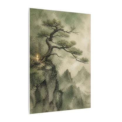 Candlelight Pine Tree Canvas Art - Japandi Kanso