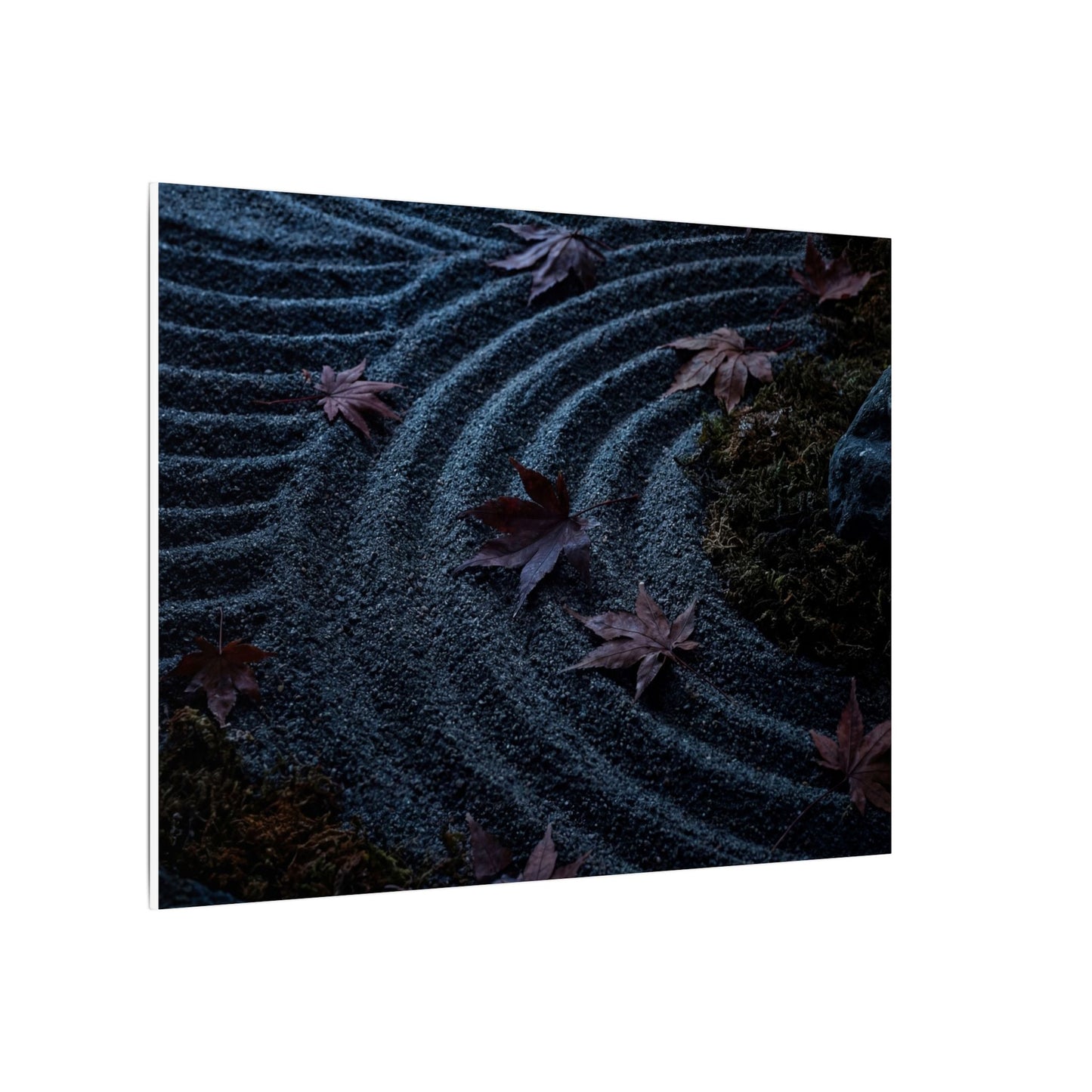 Rock Garden Canvas Art | Autumn Dark Japandi Dark Texture Art