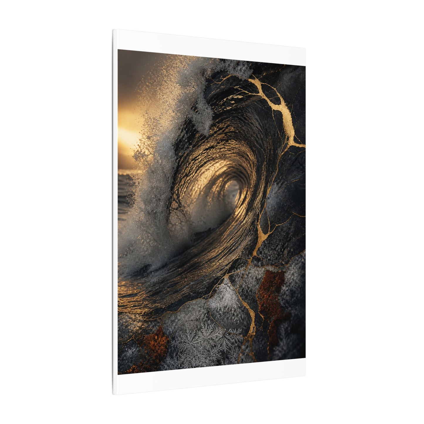Kanso Ocean Wave Canvas Art - Kintsugi Gold Vein