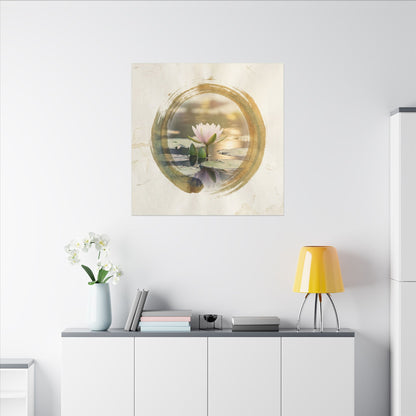 Peaceful Lotus Flower Canvas Art - Enso Zen