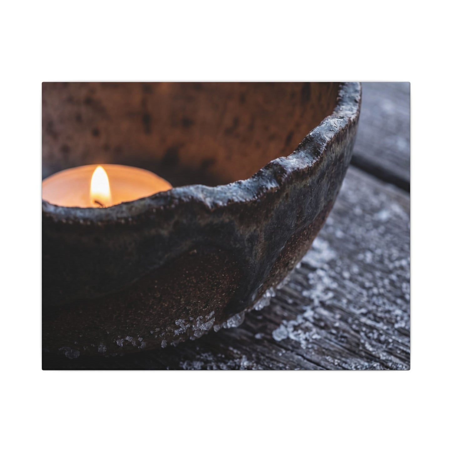 Atmospheric Ceramic Bowl Canvas Art - Moody Minimal Dark Japandi Art Print