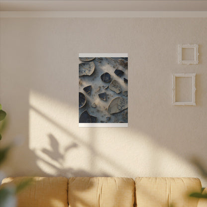 Broken Pottery Canvas Art | Winter Kintsugi Gold Vein Art