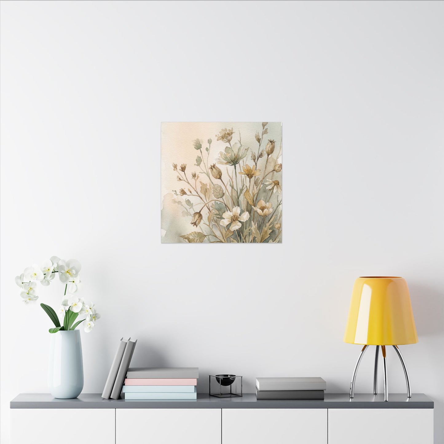 Summer Dried Flowers Watercolor Canvas Art | Elegant Decor