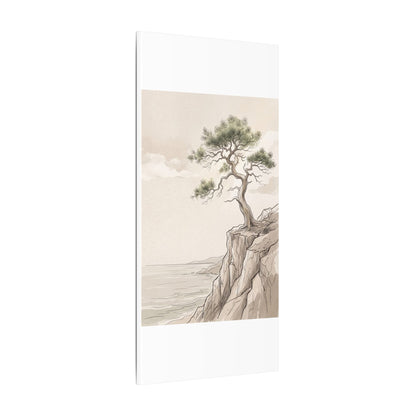 Japandi Pine Tree in Dappled | Minimal Line Canvas Art