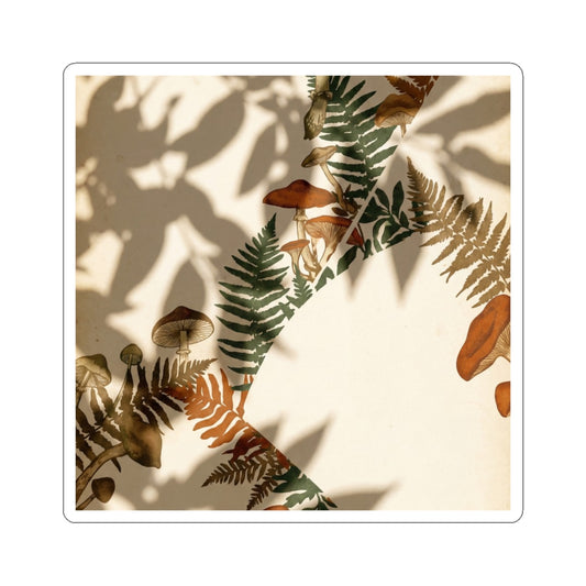 Cottagecore Shadow Play in Dappled | Mushroom Illustration Sticker Art Print