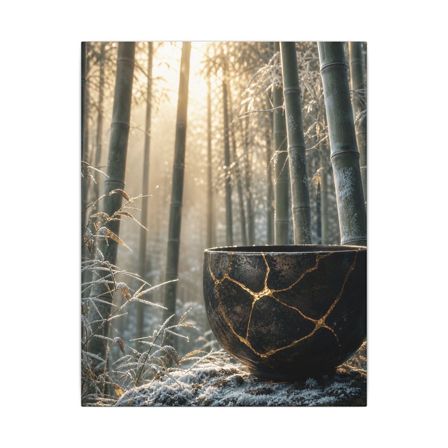 Fukinsei Bamboo Grove Canvas Art - Kintsugi Gold Repair