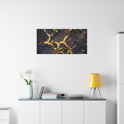 Spring Cracked Earth Crackle Gold Canvas Art | Healing Decor