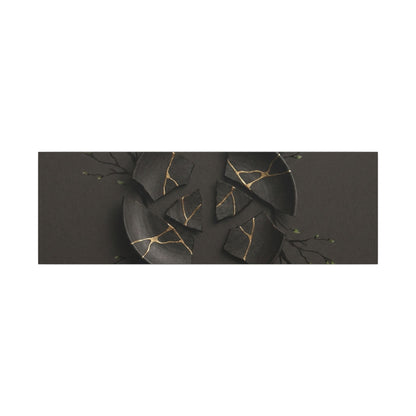 Sophisticated Broken Pottery Canvas Art - Charcoal Ink Dark Japandi