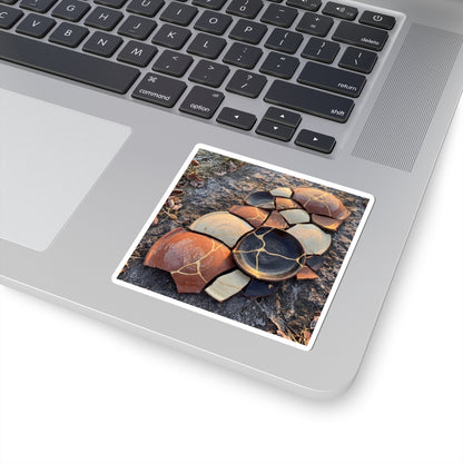 Golden Hour Broken Pottery Sticker - Kintsugi Fukinsei Art Print
