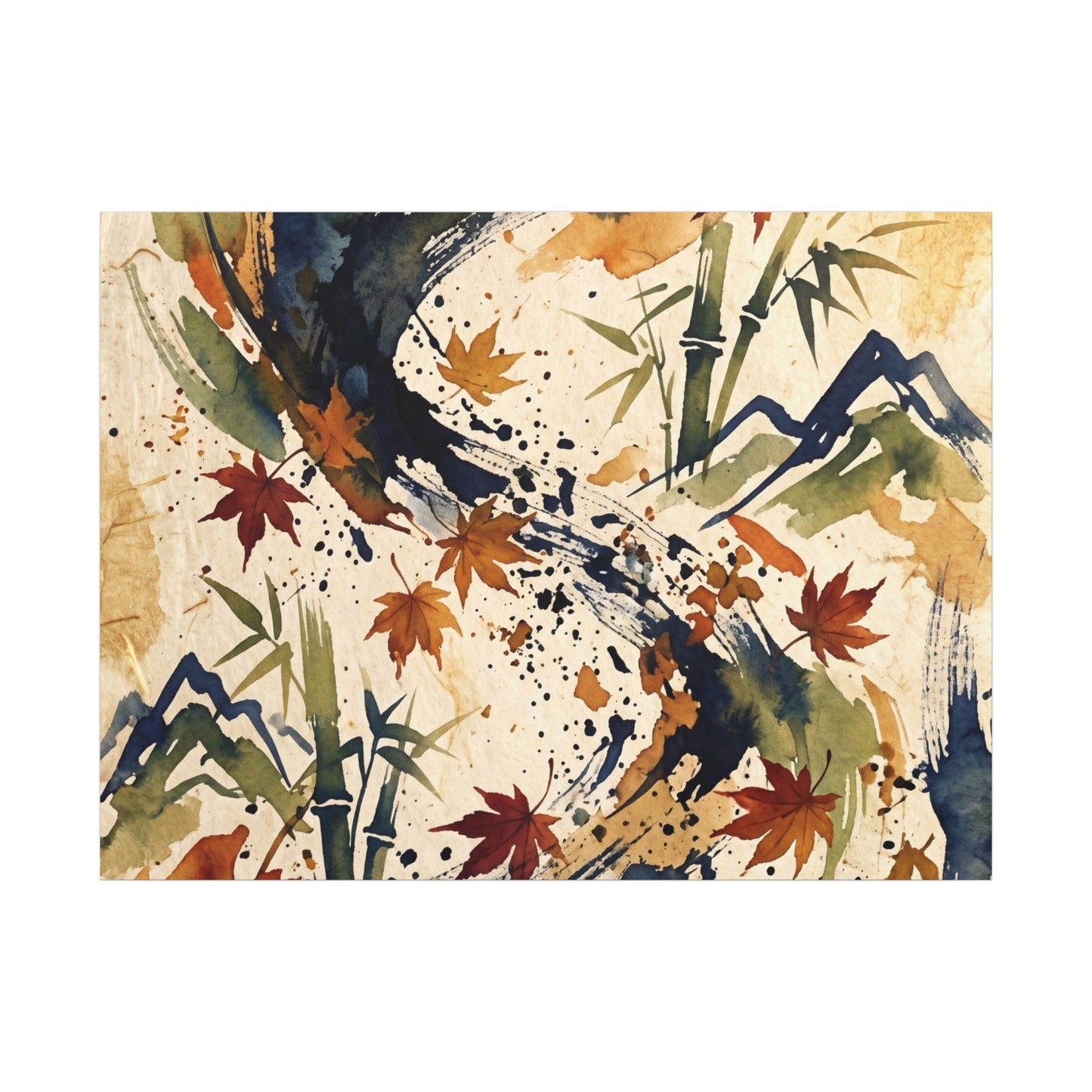 Golden Hour Ink Brushstroke Canvas Art - Zen Shibui