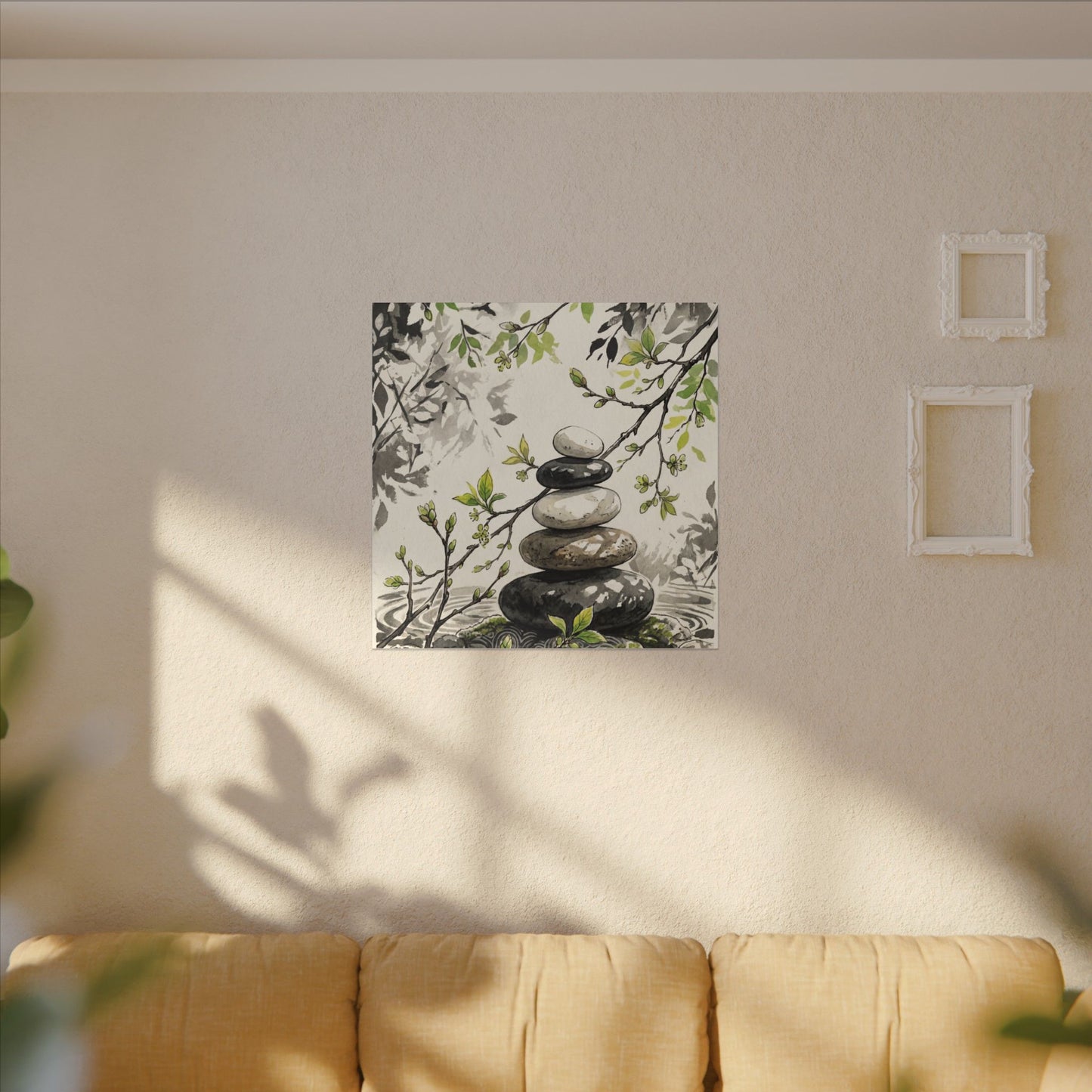 Spring River Stones Japanese Pattern Canvas Art | Elegant Decor