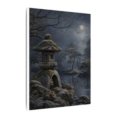 Stone Lantern Canvas Art | Winter Japandi Japanese Pattern Art