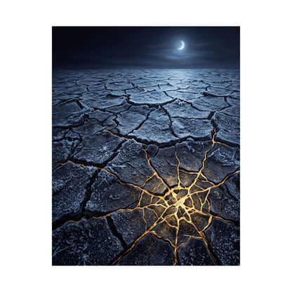 Artful Cracked Earth Wall Art Print - Gold Vein Kintsugi