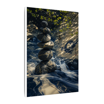 Kintsugi River Stones in Dappled | Broken Beauty Canvas Art