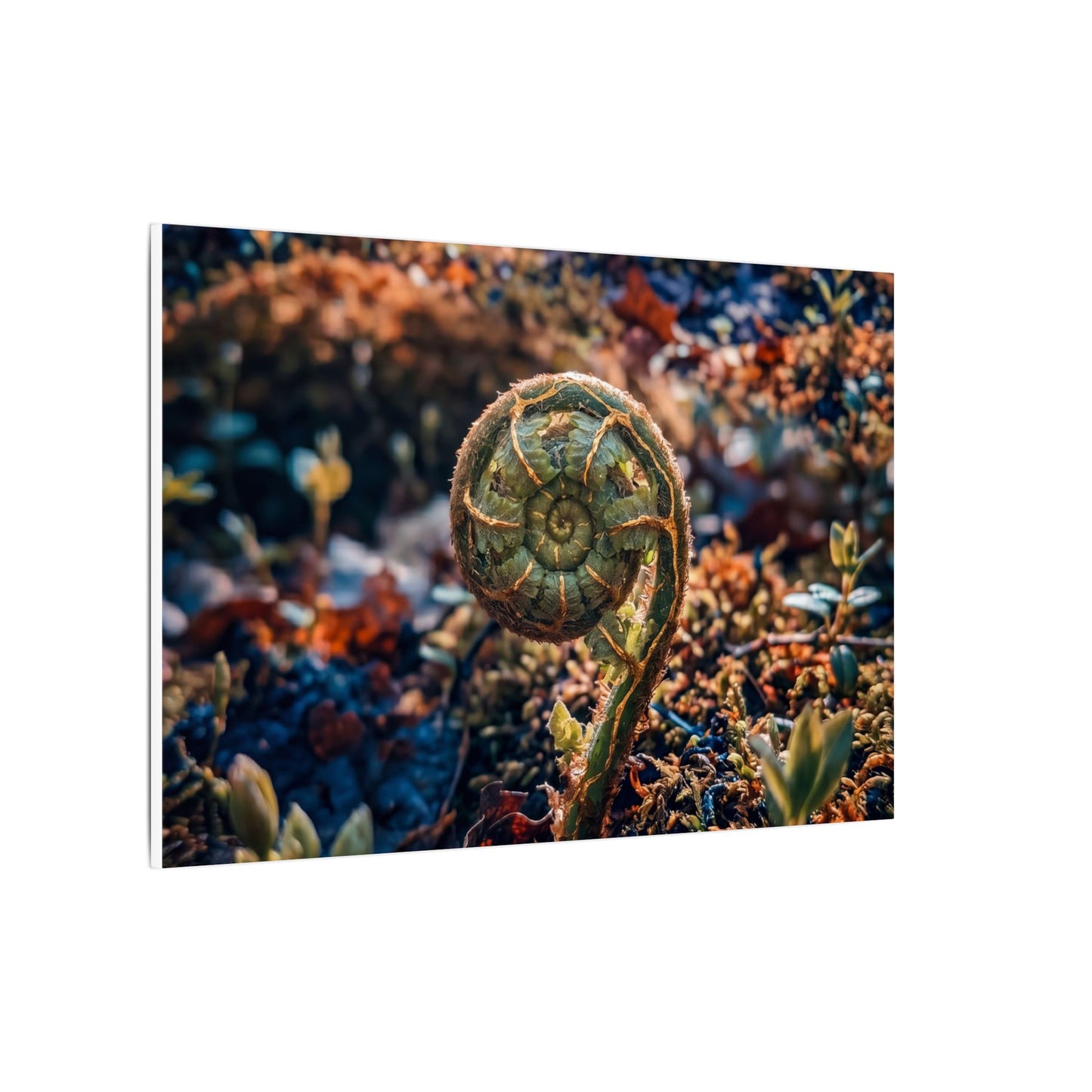 Kintsugi Fern Unfurling in Dappled | Gold Vein Canvas Art