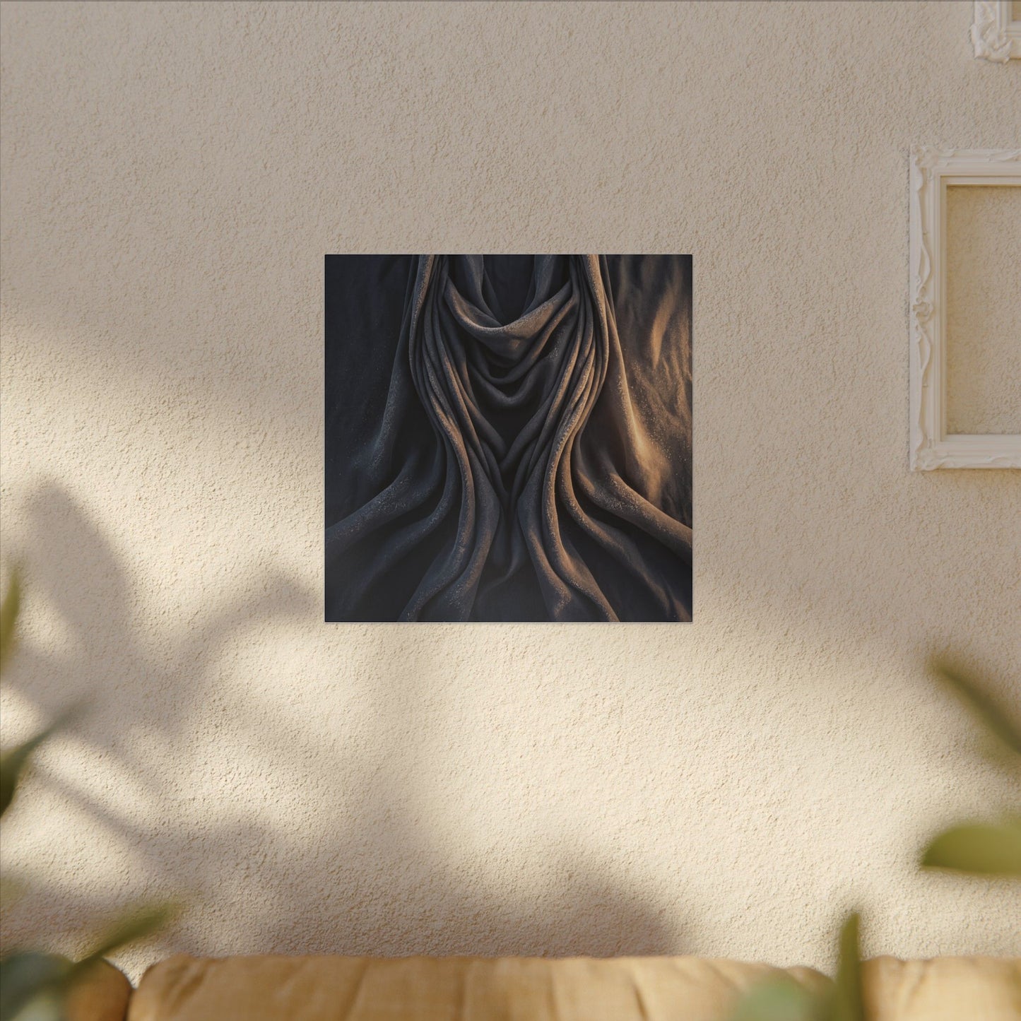 Moody Silk Drape Canvas Art - Shadow Zen Dark Japandi
