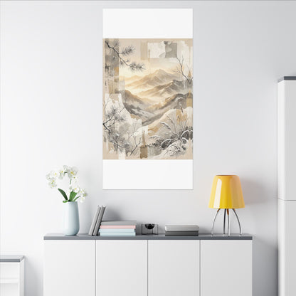 Shibui Mountain Mist Canvas Art - Japandi Japanese Pattern
