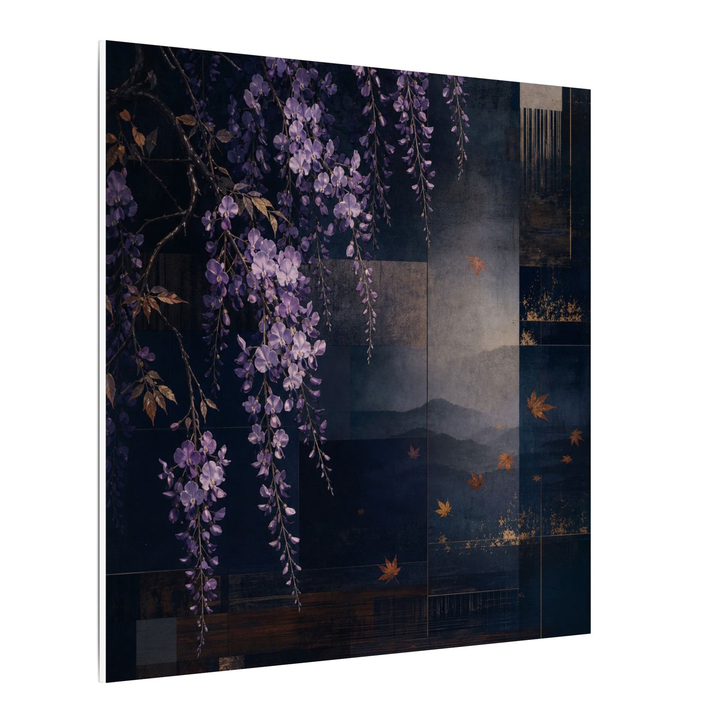 Dawn Wisteria Canvas Art - Dark Japandi Fukinsei